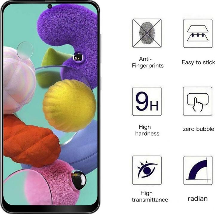 Actual product image Screenguard Samsung Galaxy A51 4G Full Screen Protective Glass Film 2.5D 9H (1 Piece, Samsung Galaxy A51)