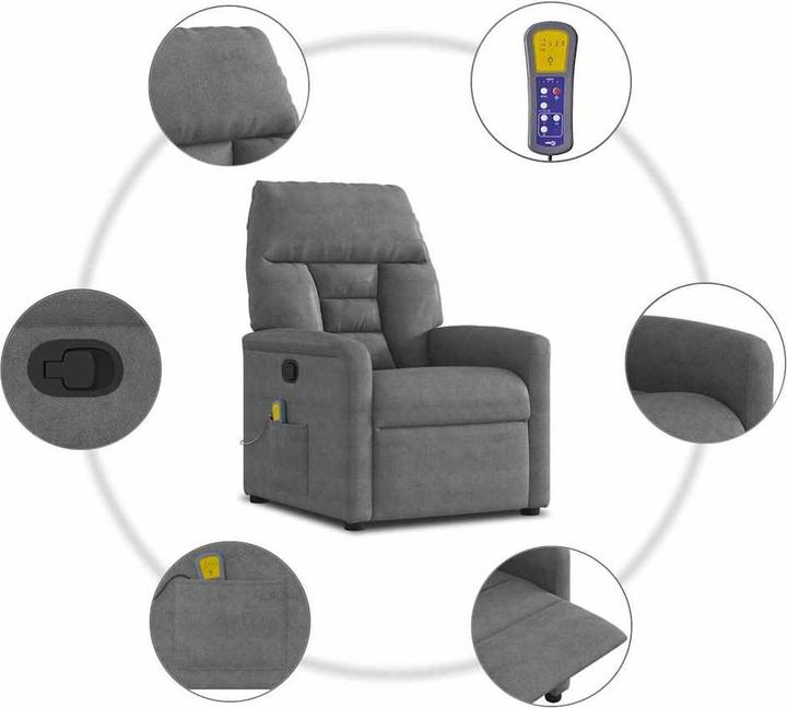 Produktbild VidaXL Massagesessel Dunkelgrau Mikrofasergewebe