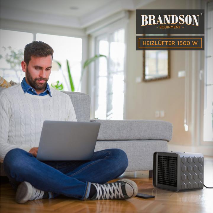 Produktbild Brandson Heizlüfter 1500 W Keramik Heizelement Temperaturregelung, Badezimmer Keramikheizgerät Energiesparend (1500 W)