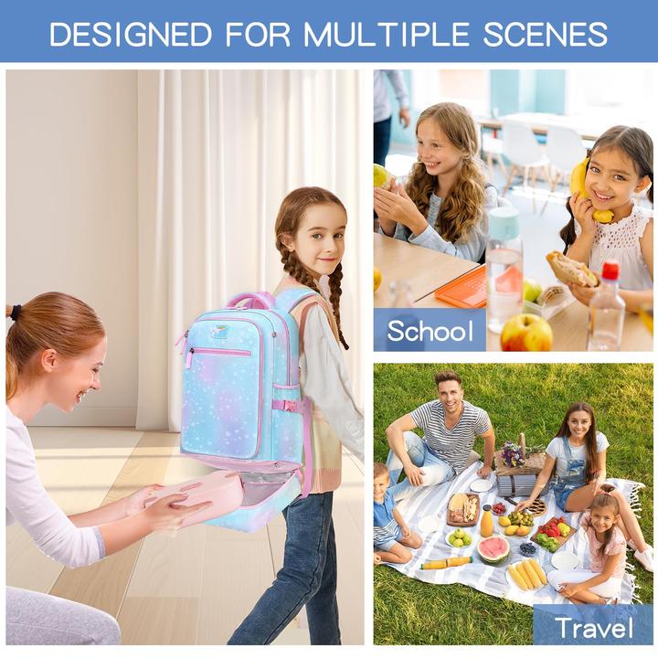 Image du produit Only-Bags.Store Sac à dos 2 en 1 & sac à pain isotherme, sac à dos scolaire pour les élèves du primaire