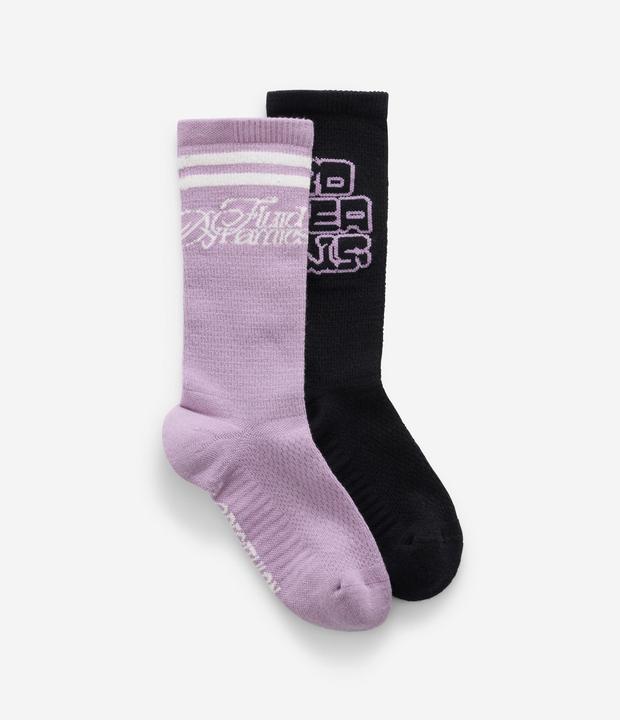 Actual product image Decathlon Sportsocken Mid 2er-Pack - schwarz/lila (39, 42)