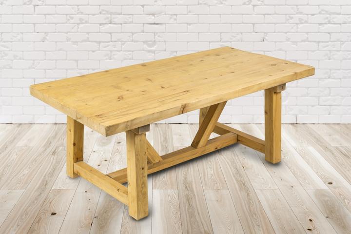 Produktbild PureHaven Rustikaler Massivholztisch 200x100x76 cm Esstisch Vollholz Unikat handgefertigt Kiefer Vin (200 x 100 x 76 cm)