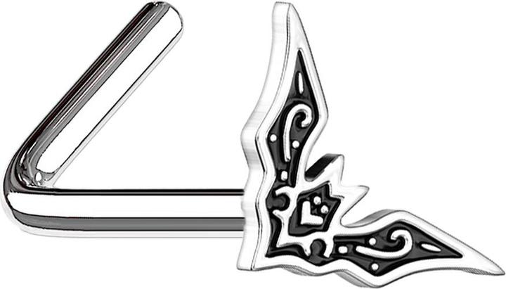 Star Piercing Nasenstecker gewinkelt silber Fledermaus (Chirurgenstahl 316L, Messing)