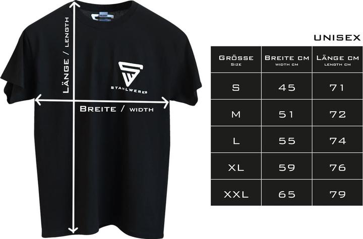 Immagine prodotto Stahlwerk T-shirt nera Taglia XXL Camicia a maniche corte con stampa del logo 100% cotone (XXL)