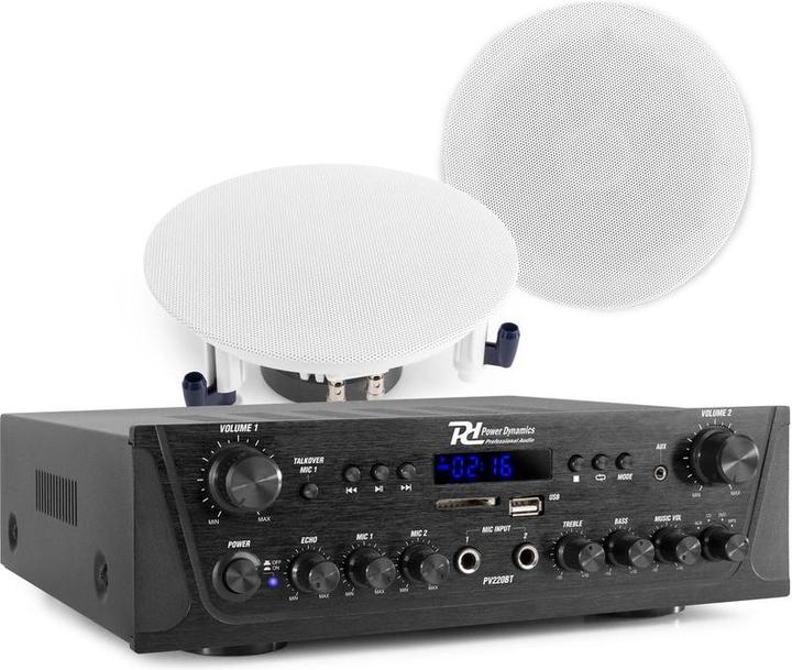Produktbild Power Dynamics met Bluetooth - - PV220BT versterker met 2x ESCS5 plafond speaker