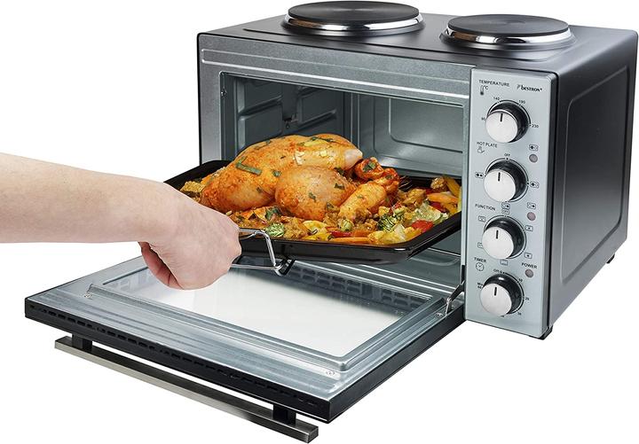 Produktbild Bestron Kleinküche (Grill - Backofen mit Doppelkochplatte) Inkl. Drehspiess und umluftfunktion