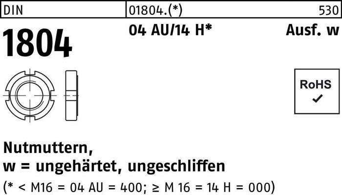 Produktbild Nutmutter DIN 1804 M 52 x 1,5 Automatenstahl/14 H