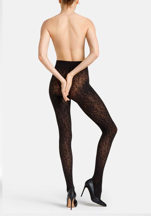 Actual product image Camano Tights Leo pattern Durable Reinforced Elegant Leopard pattern Soft Black No cutting in (50 DEN, M)