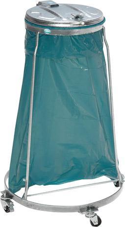 Actual product image VAR Waste bin Galvanised waste bin, mobile H 1020 mm Metal lid