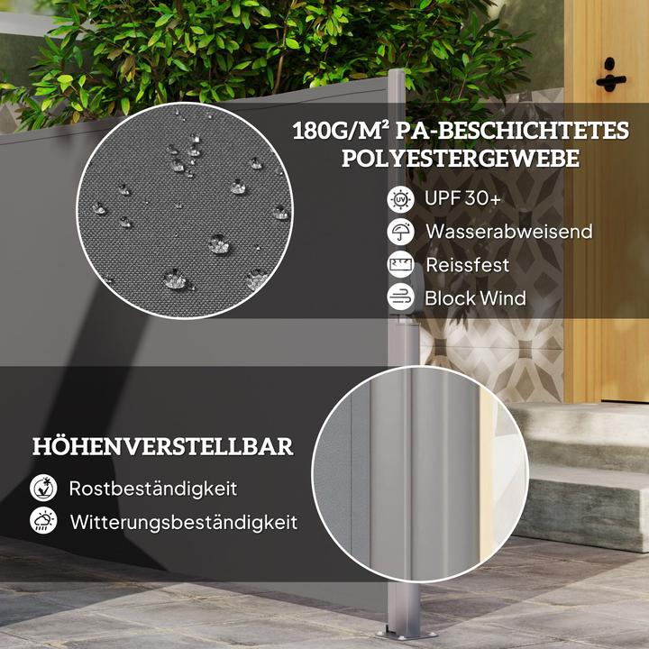 Produktbild Outsunny Seitenmarkise Aluminium, Polyester Dunkelgrau (0.10 m)
