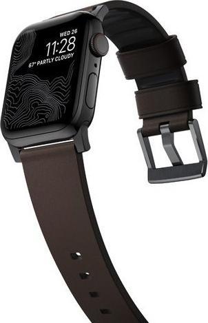 Produktbild Nomad Active Band Pro -nahkaranneke, Apple Watch 49 / 45 / 44 /, musta/ruskea (Heinen-Leder und FKM-Fluorelastomer-Gummi)