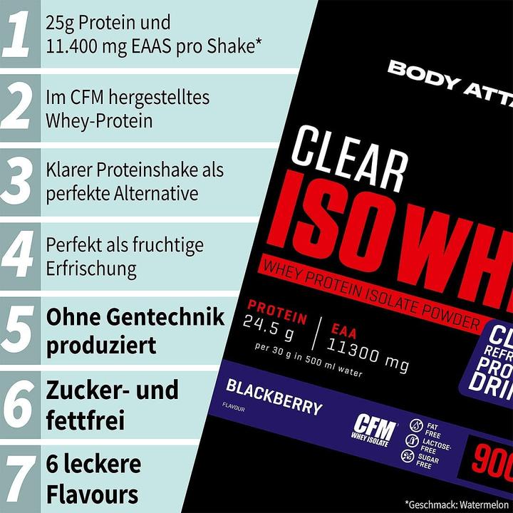 Actual product image Body Attack Clear Iso Whey (900G can) (Blackberry, 1 pcs., 900 g)
