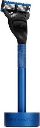 Actual product image Bolin Webb Generation Razor and Stand in Blue with Gillette Fusion5 Blade Luxury Razor for Men