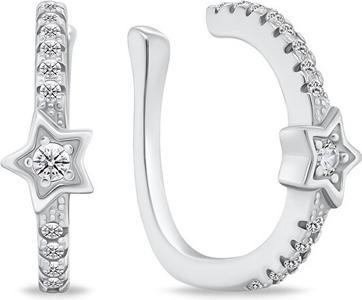 Brilio Silver - Playful silver earrings Star with zircons EA783W