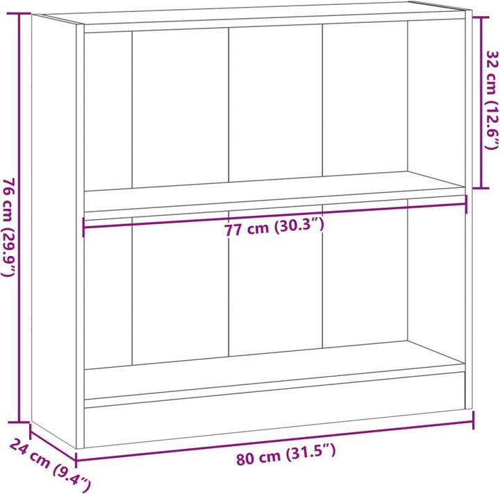 Immagine prodotto VidaXL Bücherregal Regal Standregal Büroregal Aufbewahrungsregal Räuchereiche (80 x 24 x 76 cm)