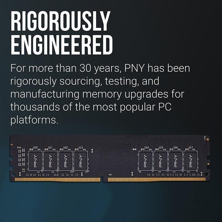Immagine prodotto PNY MD16GSD43200-TB, 16 Go, 1 x 16 Go, DDR4, 3200 MHz, 288-pin DIMM (1 x 16GB, 3200 MHz, DDR4-RAM, DIMM)