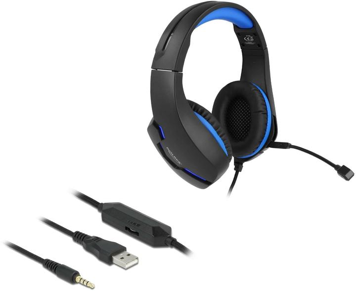 Actual product image Delock Headset Gaming Over-Ear LED for PC,Notebook,Consoles Black (Cable)