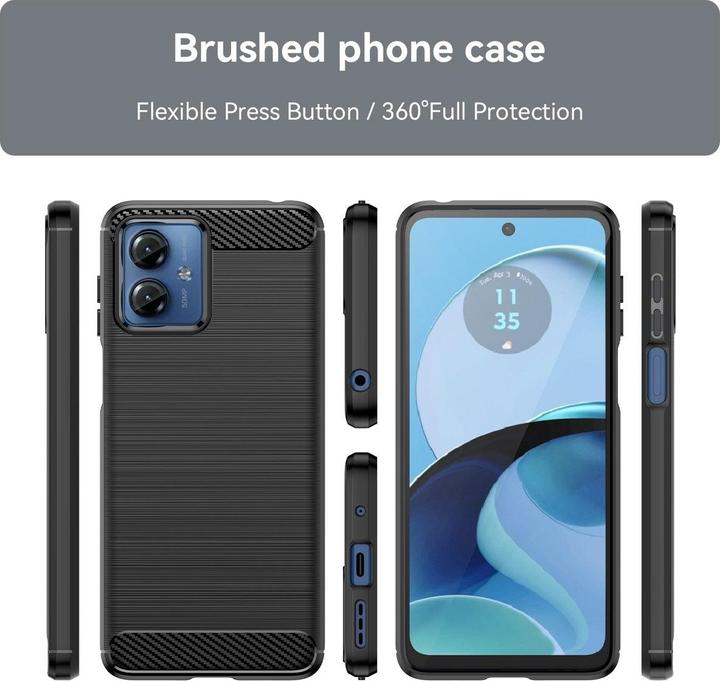 Produktbild König Design Schutz Handy Hülle für Motorola Moto G14 Case Cover Carbon Bumper Etuis Schale (Motorola Moto G14)