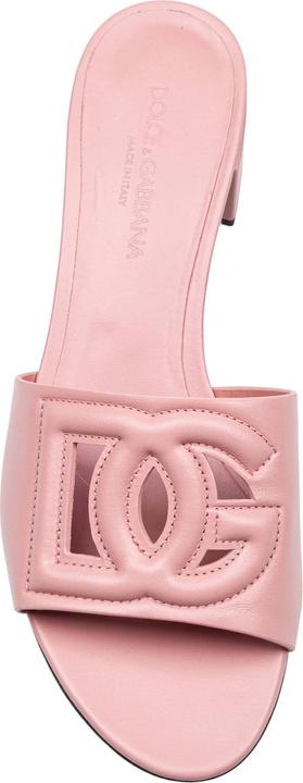 Actual product image Dolce & Gabbana pink leather mule with dg logo (41)