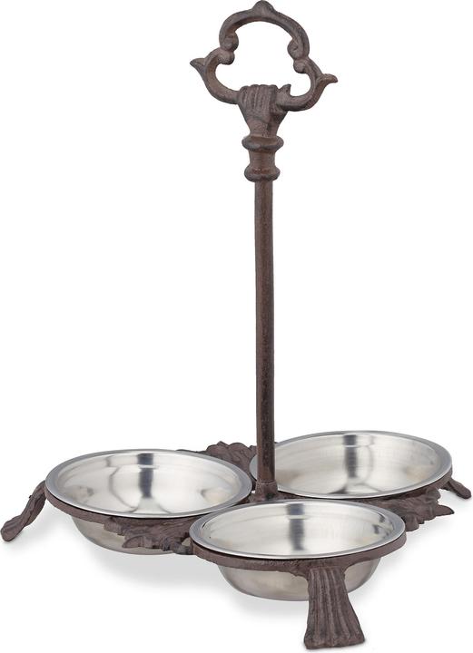 Actual product image Relaxdays Feeding Station for Cats & Dogs, 3 Stainless Steel Bowls (0.20 l)
