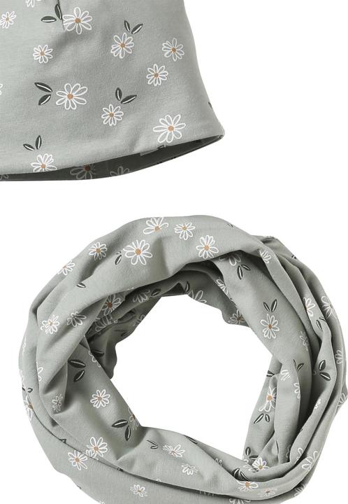 Vertbaudet Mädchen-Set: Mütze & Rundschal mit Blumen