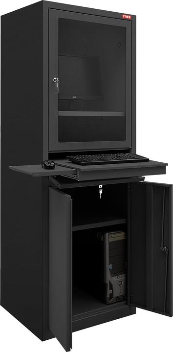 Image du produit Stier Armoire informatique avec tiroir et portes 1750x650x350mm noir