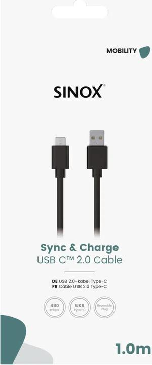 Image du produit Sinox USB A - USB C (1 m, USB 2.0, 10 W)