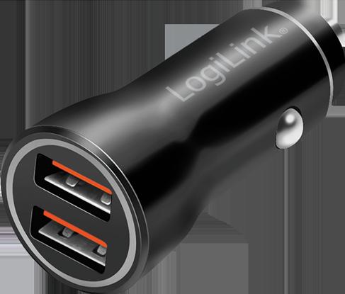 Immagine prodotto LogiLink Alimentatore USB per auto, 2x USB-A, 10,5 W, nero