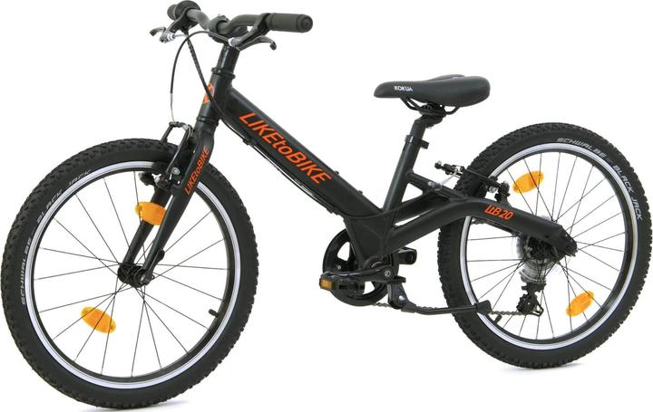Kokua LIKEtoBIKE 20-inch children's bike (L7650SO) 7-speed gears, Schwalbe Kojak 20x1.5, colour: Black/Ora (20")