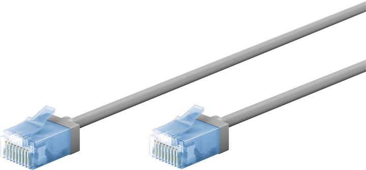 Produktbild Goobay Ultraflexibles CAT 6A Patchkabel, slim, U/UTP, grau (U/UTP, CAT6a, 0.15 m)