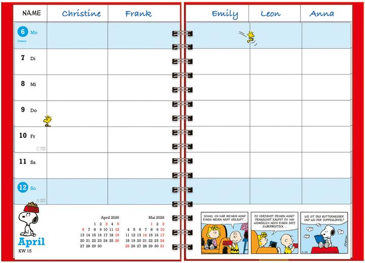 Immagine prodotto Peanuts Familienplaner-Buch A5 2026 (15,2 x 23,2 cm, Tedesco)