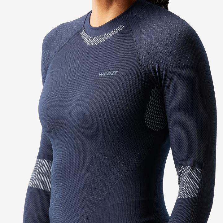 Actual product image Wedze Ski underwear functional shirt ladies soft seamless - BL500 dark blue/blue (XS)