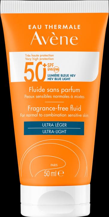 Actual product image Avène Sunscreen fluid without perfume SPF50+. (Suntan cream, SPF 50+, 50 ml, 67 g)