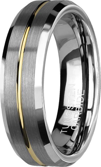 Star Piercing Ring silber gebürstet mit abgeschrägten Kanten rille goldig (ohne Messing, Wolfram)