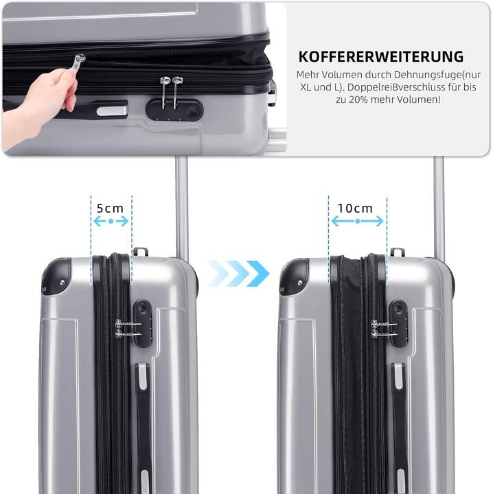 Actual product image Beibye Erweiterbarer Hartschalenkoffer mit Zwillingsrollen (75 l, M (50 - 90l))
