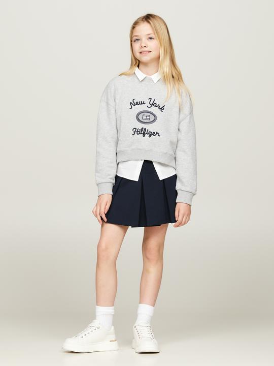 Actual product image Tommy Hilfiger Kids NY Geborduurde Sweater - Girls - Grijs - 10 jaar