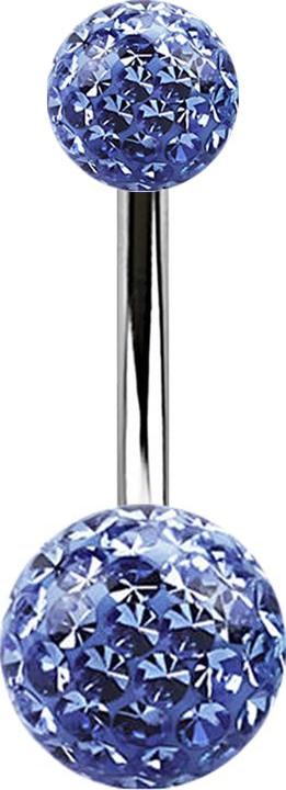 Star Piercing Banane silber mit zwei Kristall Kugeln hellblau Epoxy Schutzschicht (ohne Messing, Chirurgenstahl 316L)