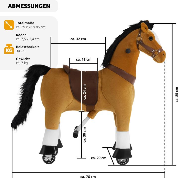 Immagine prodotto tectake Cavallo a dondolo su ruote, peluche, design realistico
