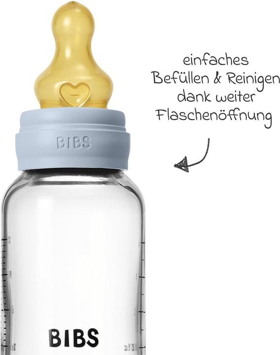 Produktbild Bibs Babyflaschen Glas-Flasche Baby Bottle Round 120 ml + Latex-Trinksauger (120 ml)