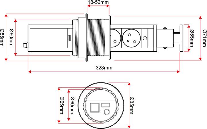 Produktbild Newpo Mehrfachsteckdose | 3x Steckdosen | 2x USB-Anschlüsse |