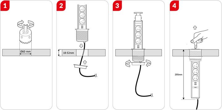 Produktbild Newpo Mehrfachsteckdose | 3x Steckdosen | 2x USB-Anschlüsse |