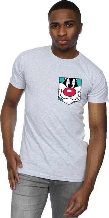 Actual product image Looney Tunes Mens Sylvester Face Faux Pocket T-Shirt (S)