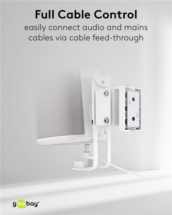 Produktbild Goobay Lautsprecher-Wandhalterung One Sound Flex, weiss (1 Stk., Wandmontage, Schwenkbar, Drehbar, Neigbar)