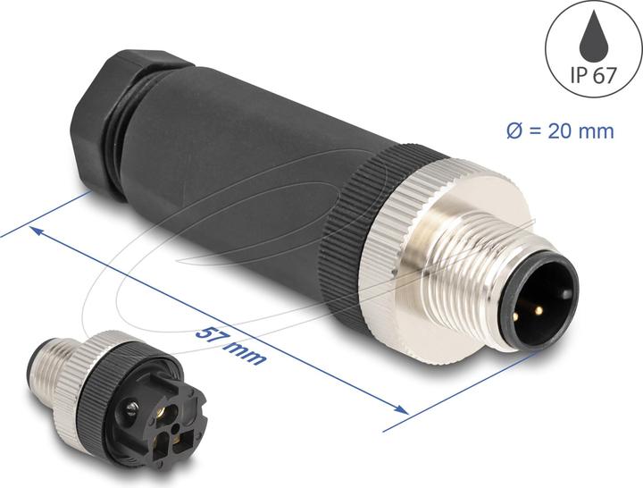 Produktbild Delock M12 Steckverbinder A-kodiert 3 Pin Stecker zur Montag
