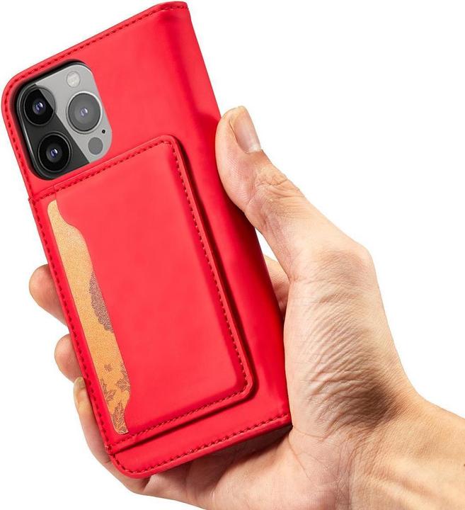 Actual product image Hurtel Magnet Card Case for iPhone 13 Pro Pouch Card Wallet Card Holder Red (Apple iPhone 13 Pro)