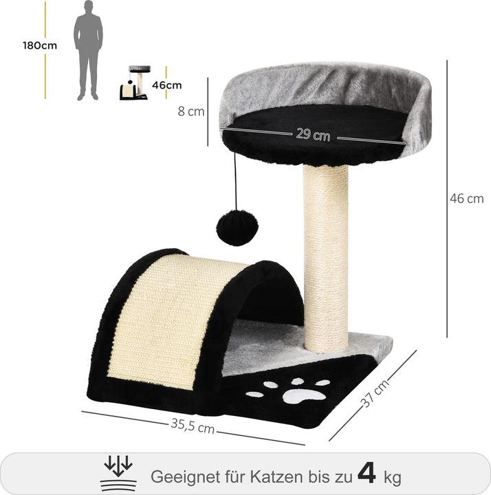 Produktbild PawHut Katzenbaum mit Plüsch (44 cm, Schwarz)