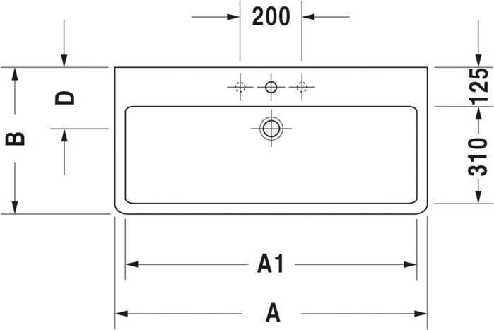 Produktbild Duravit Waschtisch VERO m ÜL HLB 1200x470mm 2 Hahnlöcher weiss (470 mm, 1200 mm)