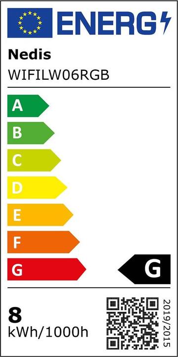 Energy Label Nedis SmartLife Decorative LED | Wall bar | Wi-Fi | RGBIC / Warm white | Android™ / IOS (Warm white, 14.40 cm, Indoor)