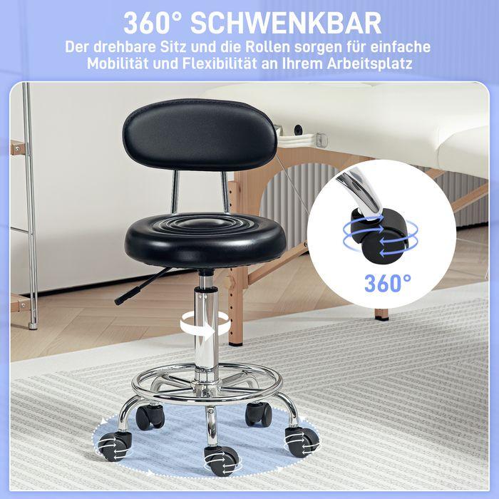 Actual product image Swisshandel24 Rollhocker höhenverstellbar Drehhocker Drehbar Salon Hocker mit Lehne, Rädern