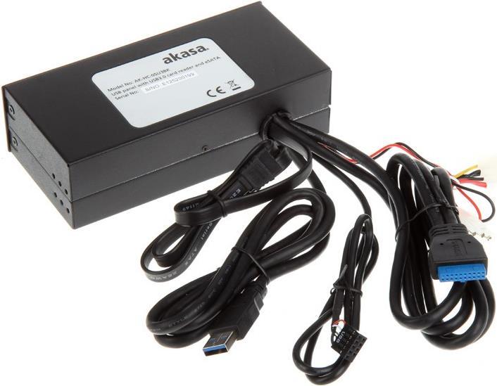 Immagine prodotto Akasa AK-HC-05U3BK Lettore di schede USB 3.0 interno a 6 porte - nero (SATA, USB 2.0)